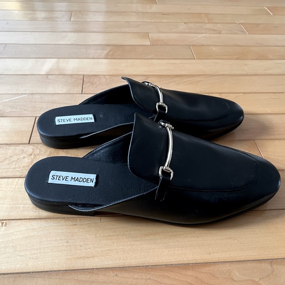 Steve Madden Shoes - Steve Madden Kandi Black Leather Slip-on Loafers Woman's- Size 11